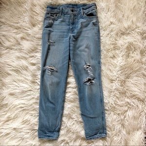 Light Wash Distressed Boyfriend Jeans